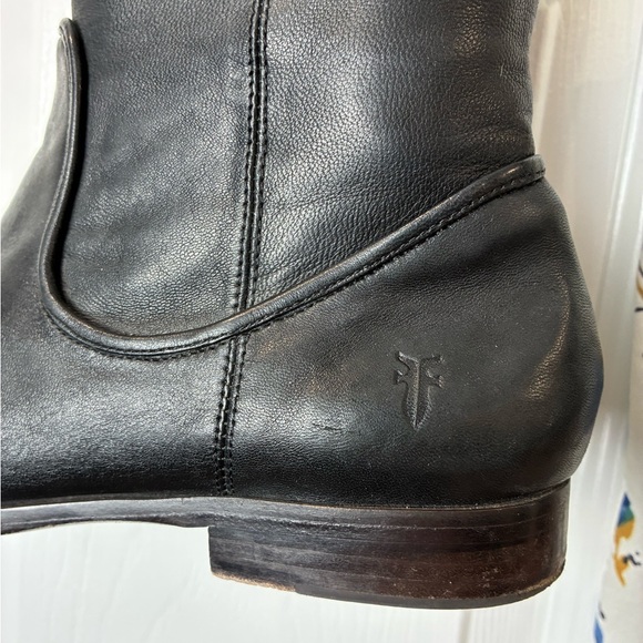 [6.5] Frye Cindy Slouch Black Leather Tall Boots 6.5 Slouch Riding - Picture 7 of 9